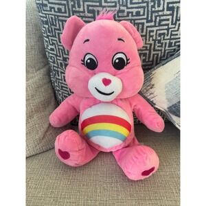 Care Bears Cheer‎ Bear Plush Pink Rainbow Belly 17" Stuffed Animal Toy